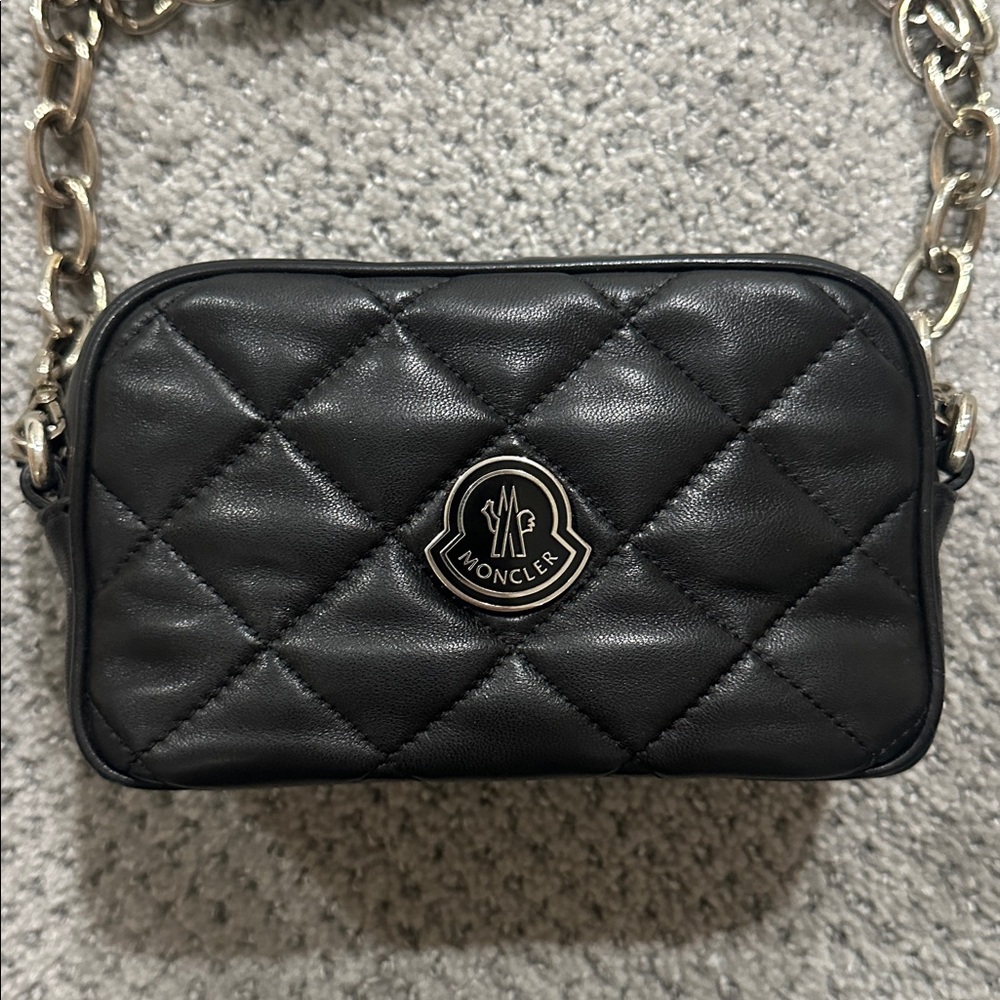 Moncler Black Quilted Crossbody Bag with Chain Strap - Picture 2 of 7